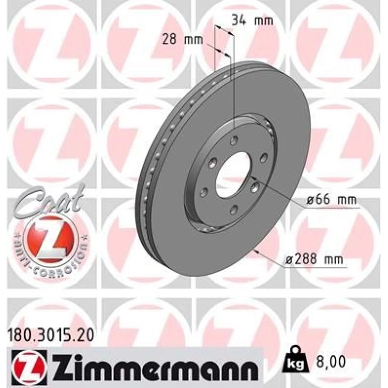 ZIMMERMANN Bremsscheibe 180.3015.20 ZIMMERMANN Bremsscheibe 180.3015.20