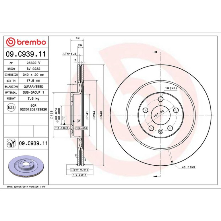 76 482 027 Bremsscheibe HA 09.C939.11 76 482 027 Bremsscheibe HA 09.C939.11