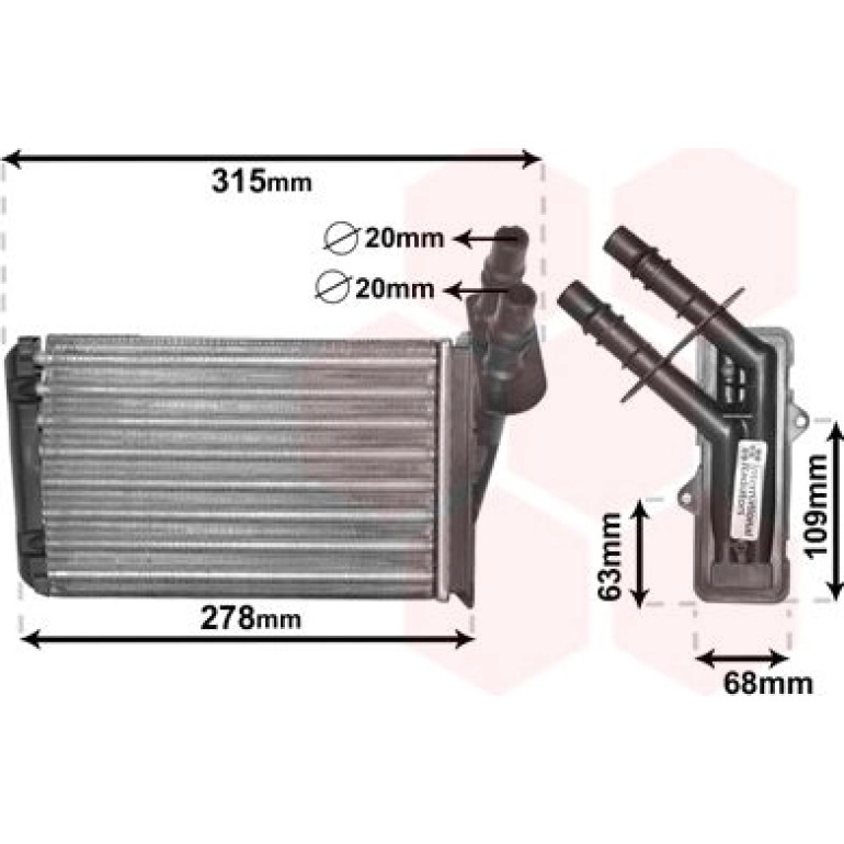 VAN WEZEL Wärmetauscher, Innenraumheizung 43006228 VAN WEZEL Wärmetauscher, Innenraumheizung 43006228