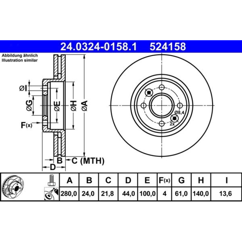 Bremsscheibe Renault P. Kangoo/Laguna/Megane/Scenic 1.4-2.0 95-09 Power Disc 24.0324-0158.1 Bremsscheibe Renault P. Kangoo/Laguna/Megane/Scenic 1.4-2.0 95-09 Power Disc 24.0324-0158.1