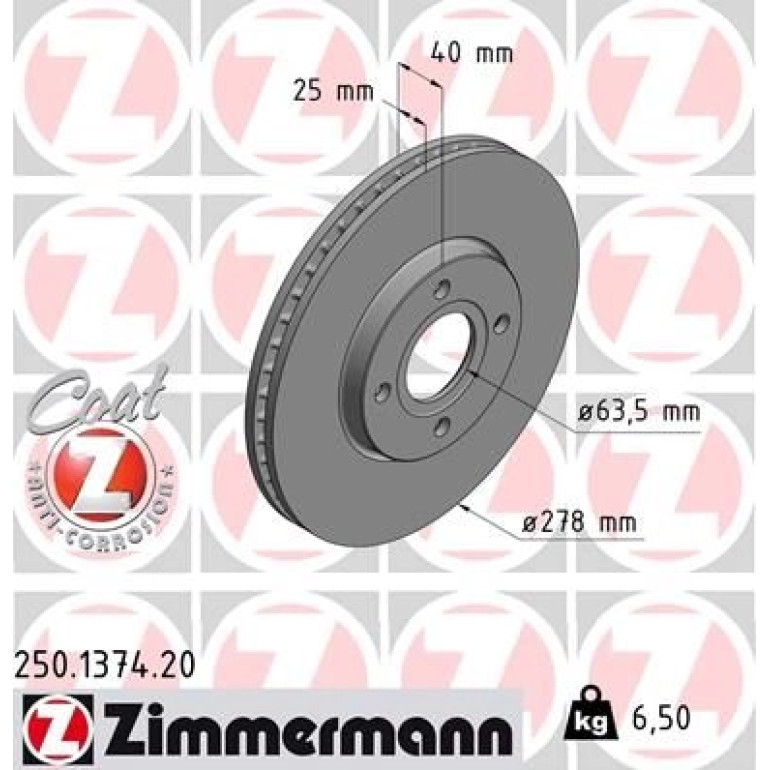 ZIMMERMANN Bremsscheibe 250.1374.20 ZIMMERMANN Bremsscheibe 250.1374.20