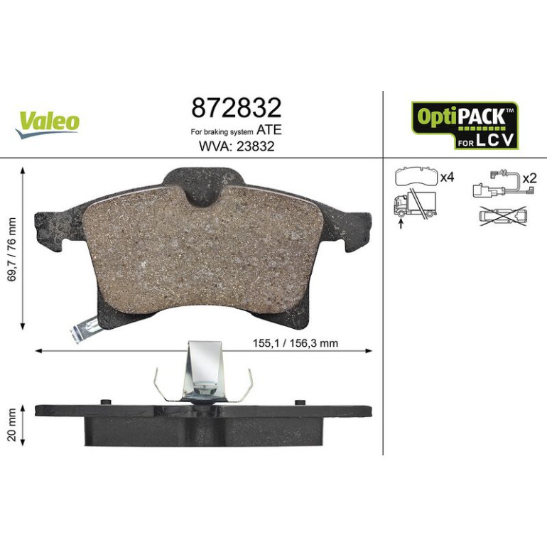 VALEO Bremsbeläge 872832 VALEO Bremsbeläge 872832