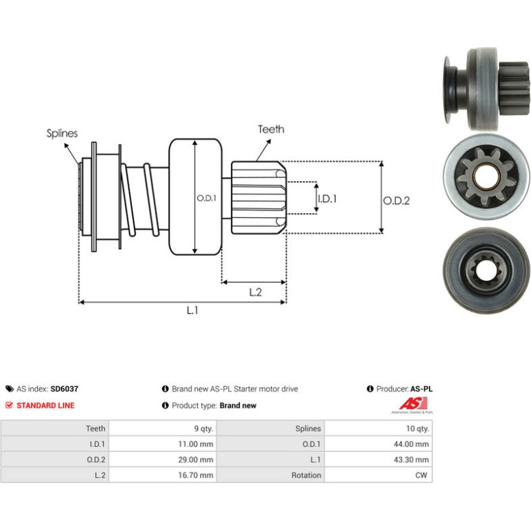 Freilaufgetriebe, Anlasser SD6037