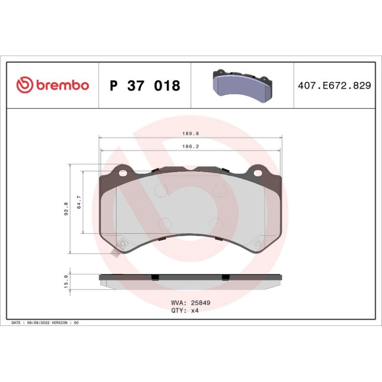 BREMBO Bremsklötze VA P 37 018 BREMBO Bremsklötze VA P 37 018