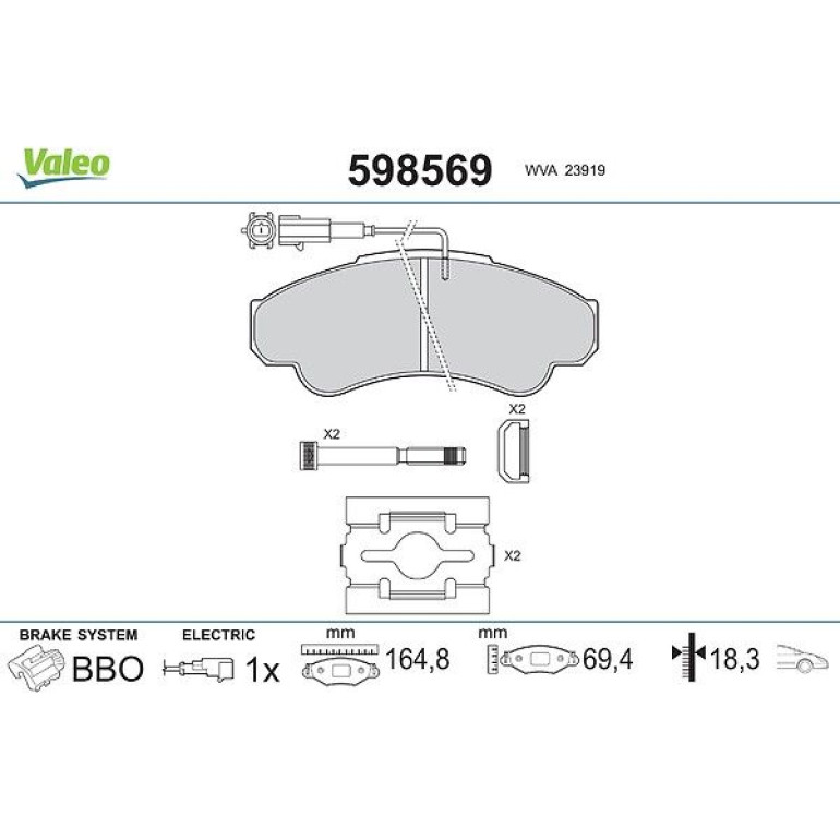 VALEO Bremsbeläge 598569 VALEO Bremsbeläge 598569