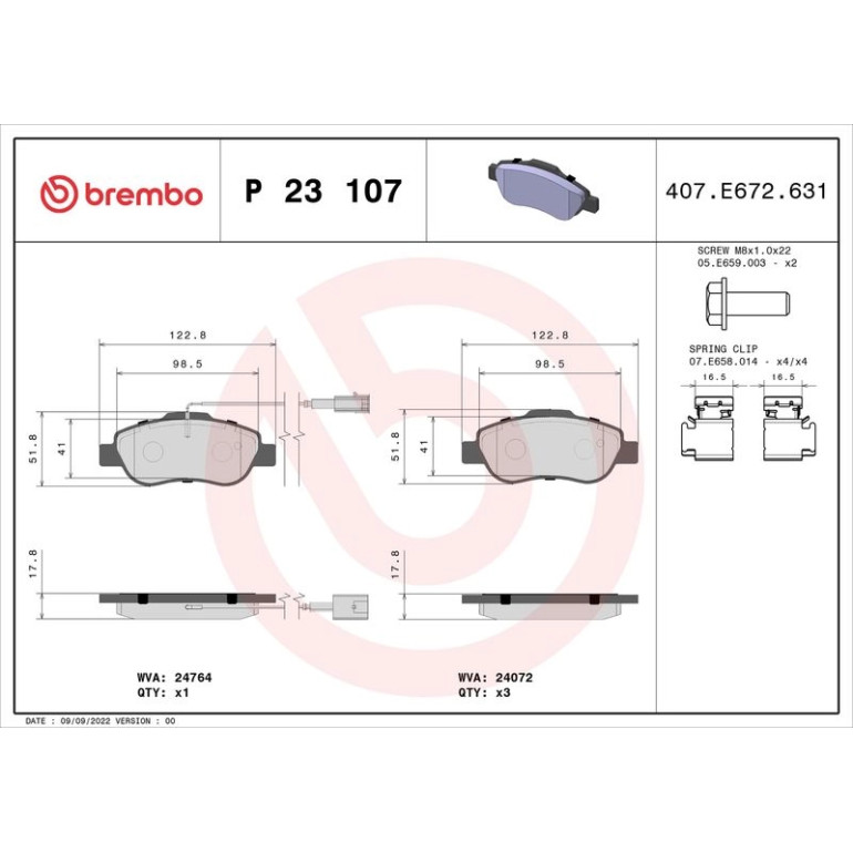 BREMBO Bremsklötze VA P 23 107 BREMBO Bremsklötze VA P 23 107