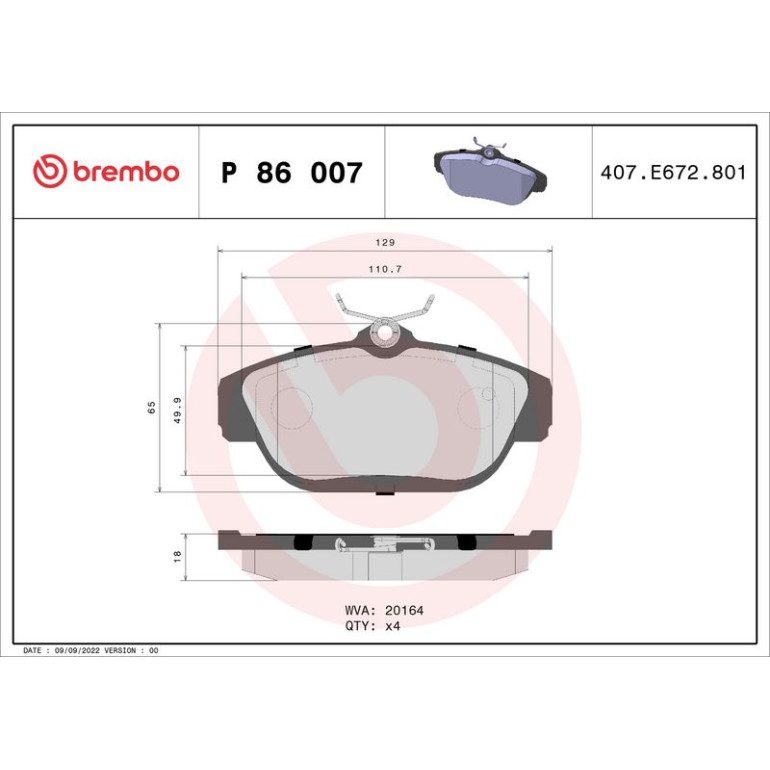 BREMBO Bremsklötze VA P 86 007 BREMBO Bremsklötze VA P 86 007