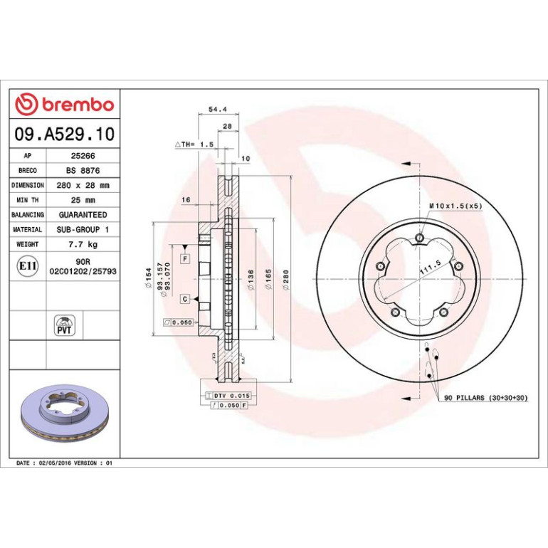 51 481 053 Bremsscheibe VA 09.A529.10 51 481 053 Bremsscheibe VA 09.A529.10