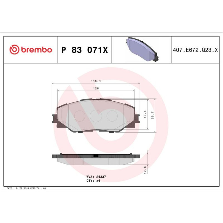 BREMBO Bremsklötze Xtra VA P 83 071X BREMBO Bremsklötze Xtra VA P 83 071X