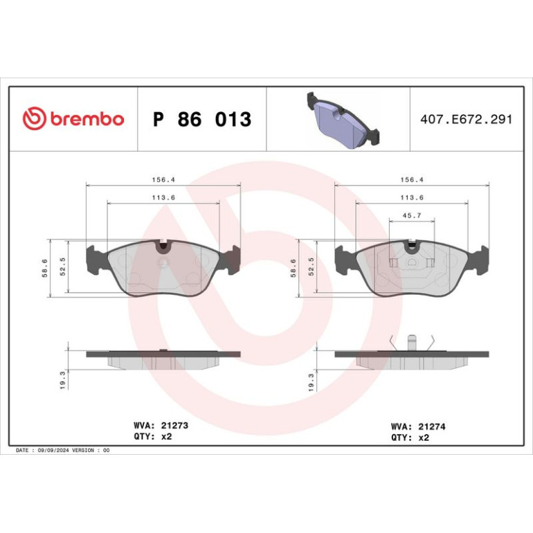 BREMBO Bremsklötze VA P 86 013 BREMBO Bremsklötze VA P 86 013