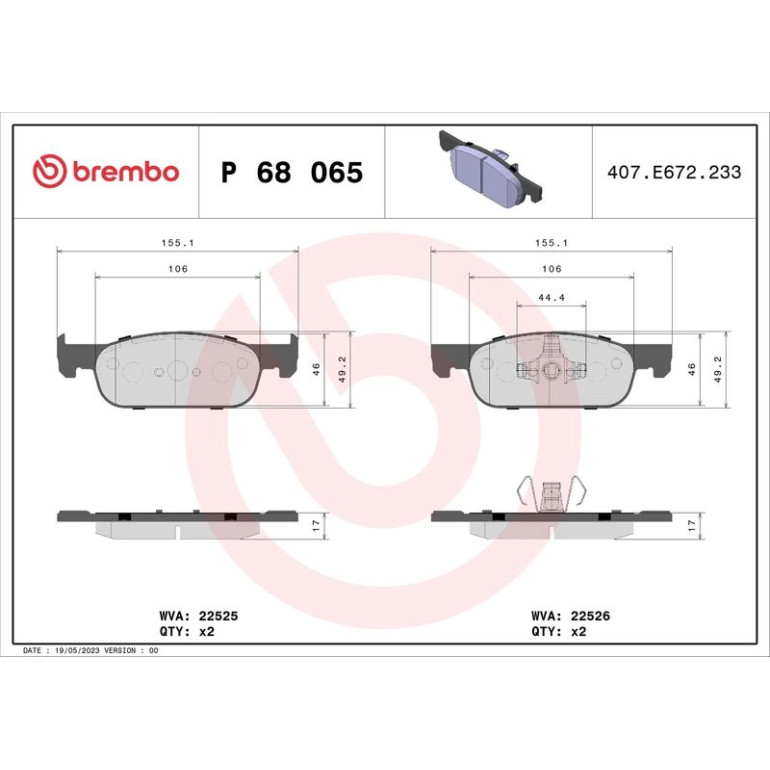 BREMBO Bremsklötze VA P 68 065 BREMBO Bremsklötze VA P 68 065