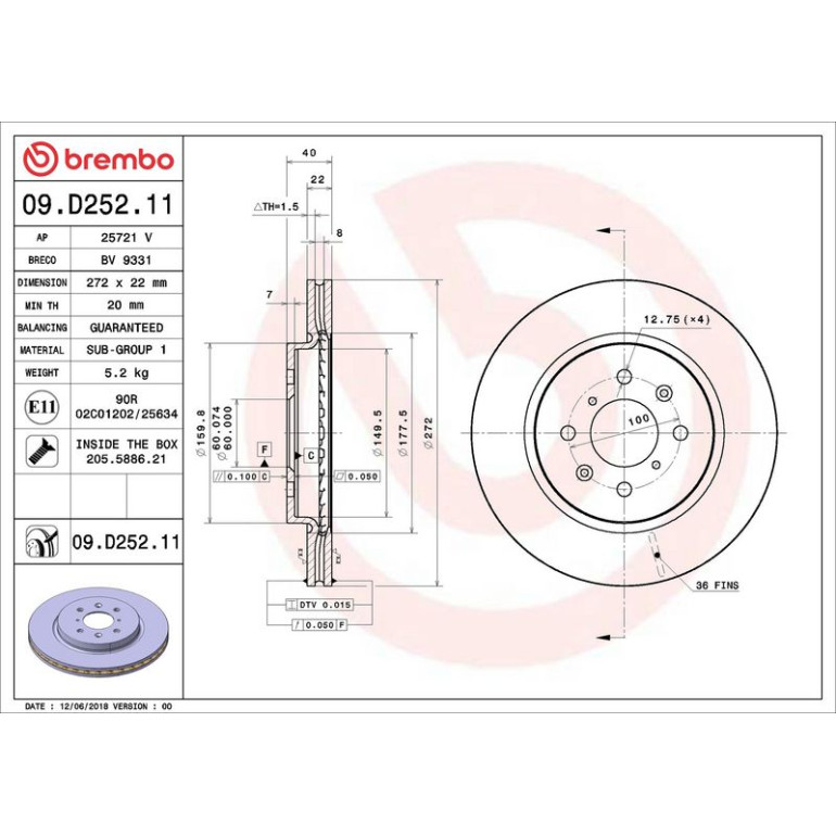 Bremsscheibe VA 09.D252.11 Bremsscheibe VA 09.D252.11