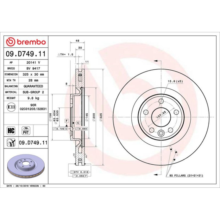 Bremsscheibe VA 09.D749.11 Bremsscheibe VA 09.D749.11