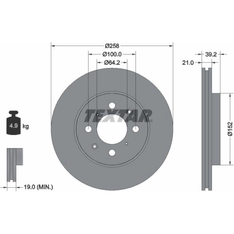 Bremsscheibe Honda P. Jazz 02-/08-/City 08- 258Mm Höhe. 39,2 Mm 92165903 Bremsscheibe Honda P. Jazz 02-/08-/City 08- 258Mm Höhe. 39,2 Mm 92165903