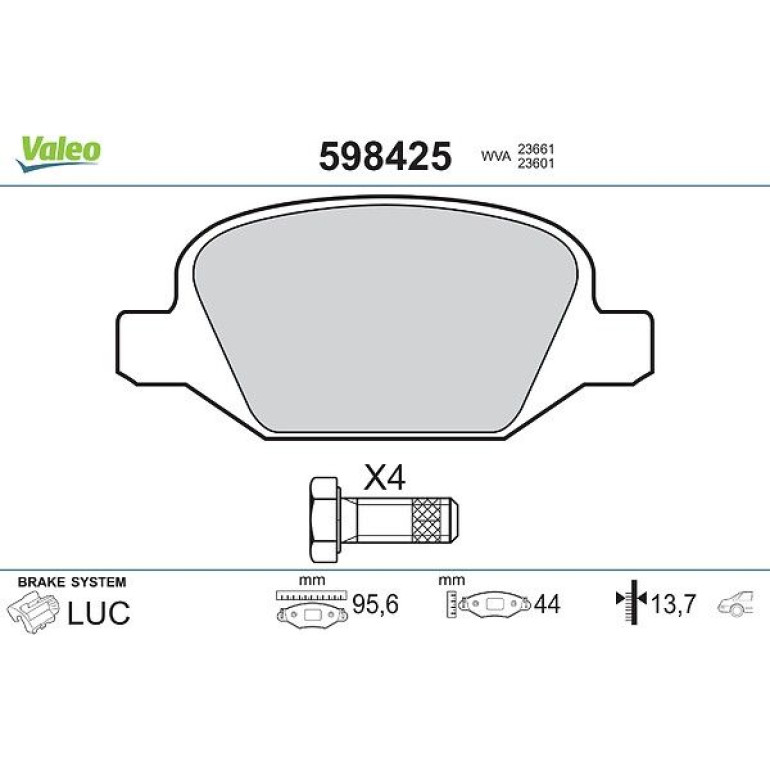 VALEO Bremsbeläge 598425 VALEO Bremsbeläge 598425