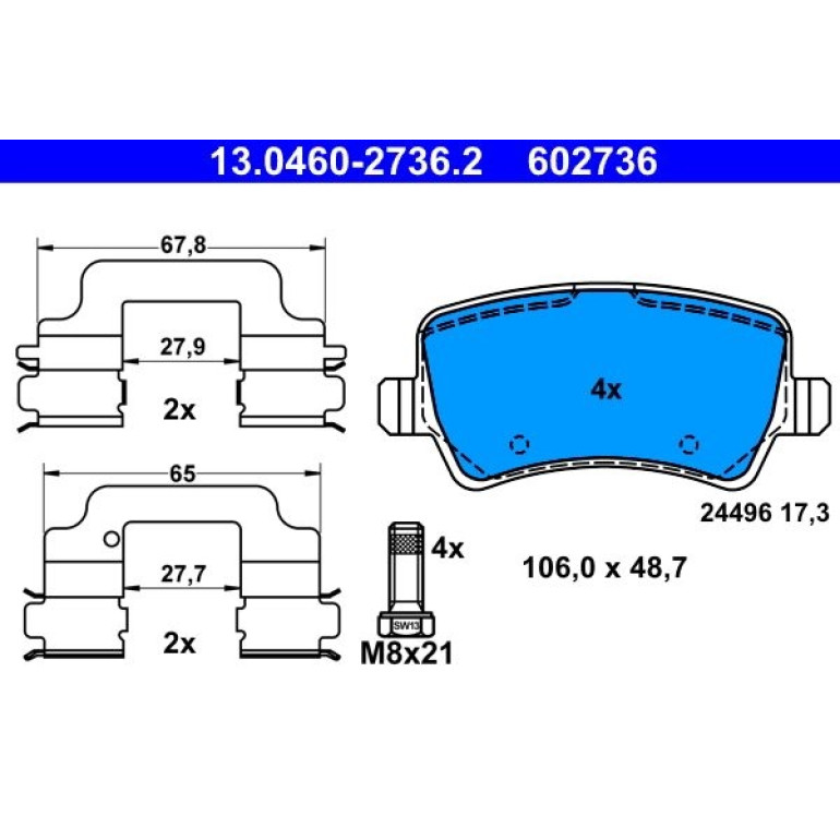 Bremsbelagsatz Volvo T. S60/V60/V70/S80/Xc70 06 13.0460-2736.2 Bremsbelagsatz Volvo T. S60/V60/V70/S80/Xc70 06 13.0460-2736.2