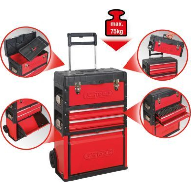 KS TOOLS Mobiler Werkzeugkasten aus Kunststoff und Stahlblech 850.0340 KS TOOLS Mobiler Werkzeugkasten aus Kunststoff und Stahlblech 850.0340