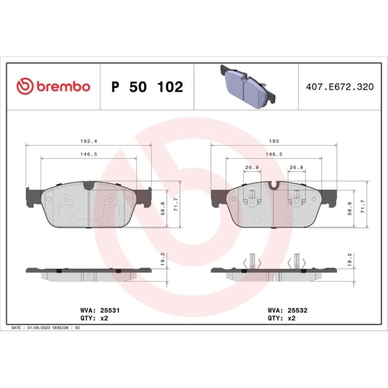 BREMBO Bremsklötze VA P 50 102 BREMBO Bremsklötze VA P 50 102