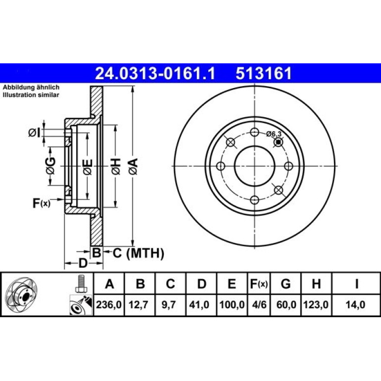 Bremsscheibe Opel P. Ascona/Astra/Corsa/Kadett 79-00 Power Disc 24.0313-0161.1 Bremsscheibe Opel P. Ascona/Astra/Corsa/Kadett 79-00 Power Disc 24.0313-0161.1