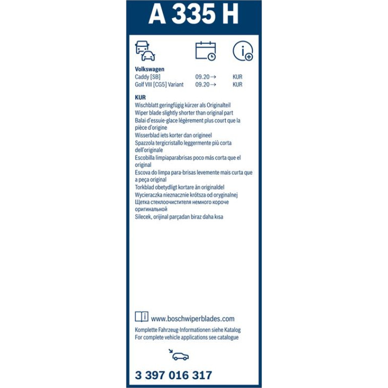 Bosch Scheibenwischer Aerotwin A335H BOSCH Rear Aerotwin 3397016317 Bosch Scheibenwischer Aerotwin A335H BOSCH Rear Aerotwin 3397016317
