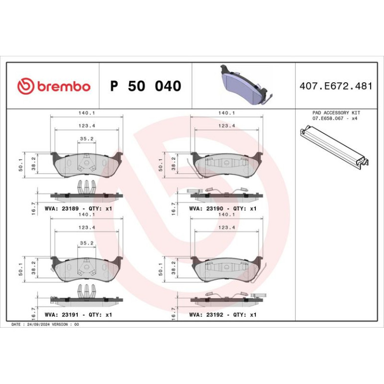 BREMBO Bremsklötze HA P 50 040 BREMBO Bremsklötze HA P 50 040