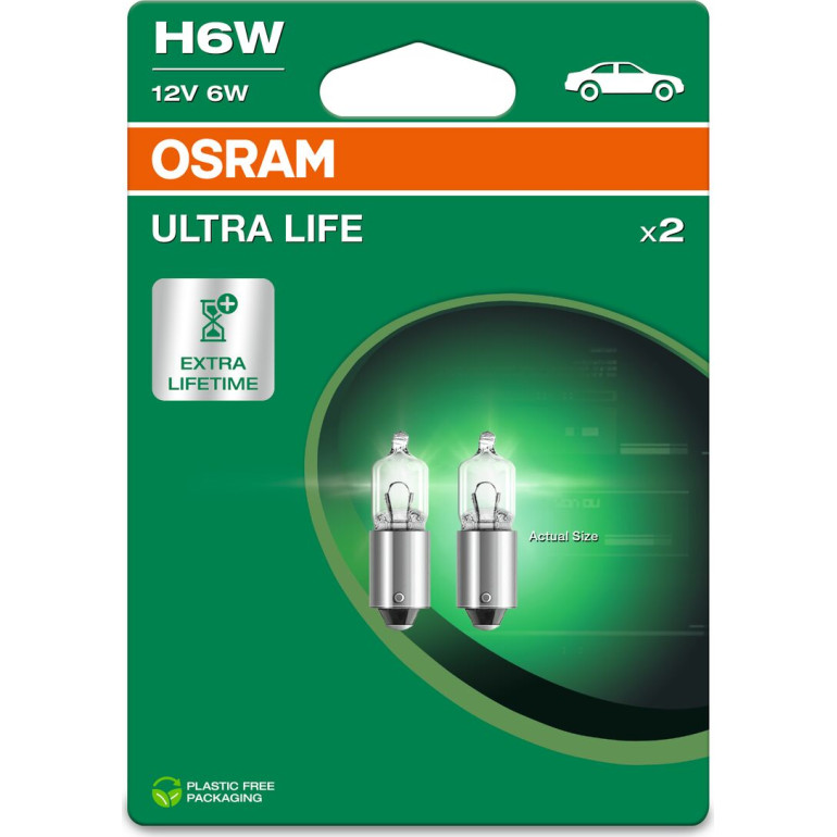OSRAM H6W 12V 6W BAX9s ULTRA LIFE - 4 Jahre Garantie, 2 Stk OSRAM H6W 12V 6W BAX9s ULTRA LIFE - 4 Jahre Garantie, 2 Stk