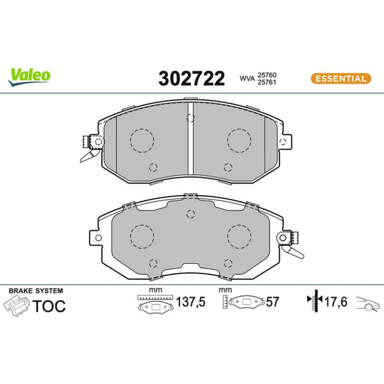 VALEO Bremsbeläge 302722 VALEO Bremsbeläge 302722