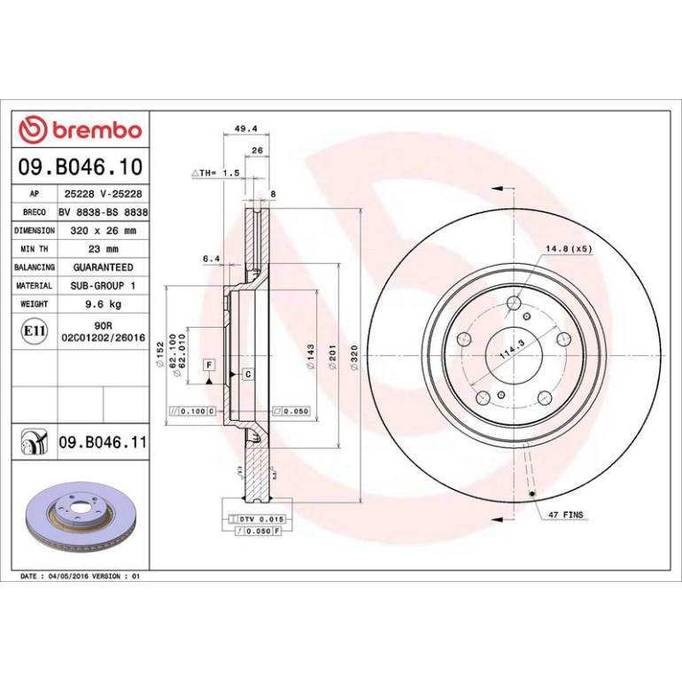 82 481 125 Bremsscheibe VA 09.B046.11 82 481 125 Bremsscheibe VA 09.B046.11