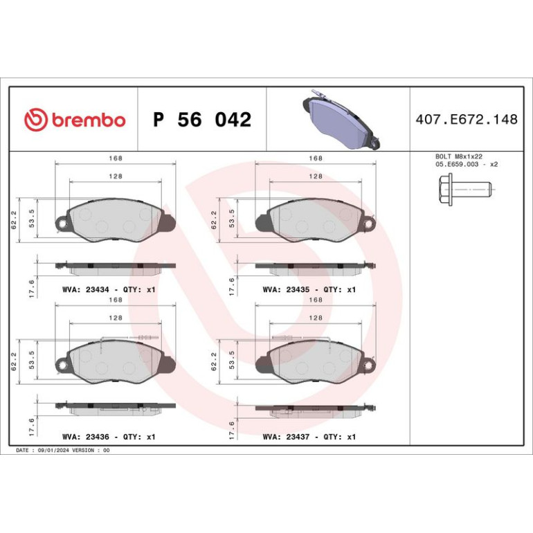 BREMBO Bremsklötze VA P 56 042 BREMBO Bremsklötze VA P 56 042