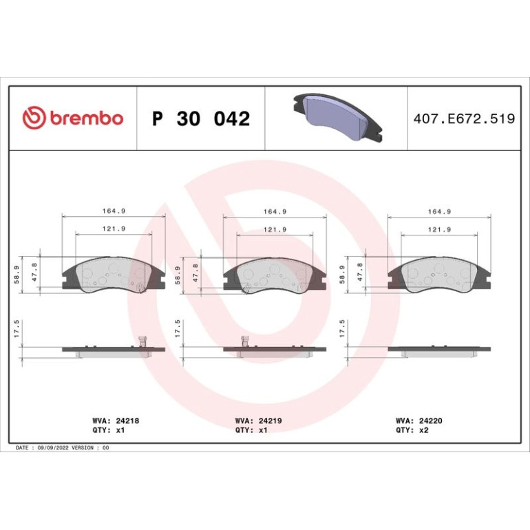 BREMBO Bremsklötze VA P 30 042 BREMBO Bremsklötze VA P 30 042