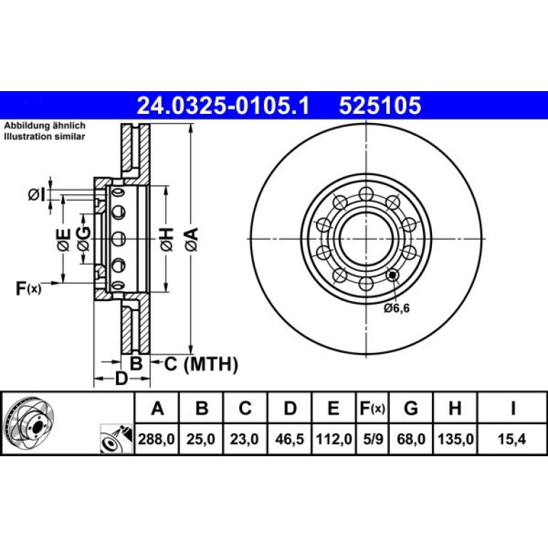 Bremsscheibe Audi S. 100/A4/A6 95- Power Disc 24.0325-0105.1 Bremsscheibe Audi S. 100/A4/A6 95- Power Disc 24.0325-0105.1