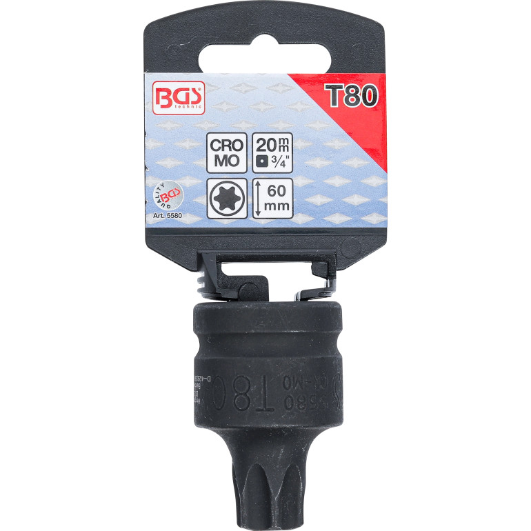 BGS Kraft-Bit-Einsatz Antrieb Innenvierkant 20 mm (3/4 ) T-Profil (für Torx) T80 5580