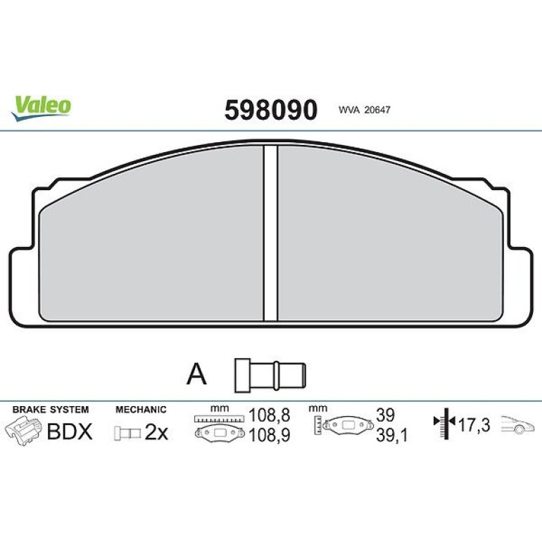 VALEO Bremsbeläge 598090 VALEO Bremsbeläge 598090