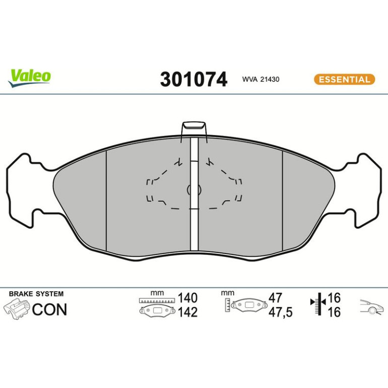 VALEO Bremsbeläge 301074 VALEO Bremsbeläge 301074