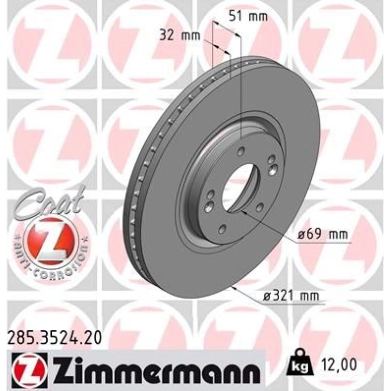 ZIMMERMANN Bremsscheibe 285.3524.20 ZIMMERMANN Bremsscheibe 285.3524.20