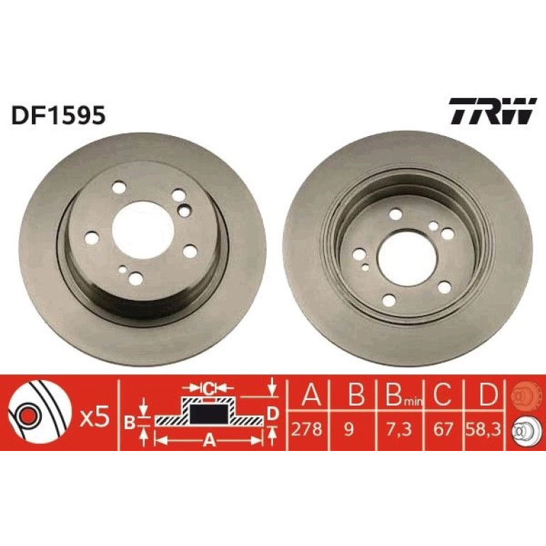 TRW Bremsscheibe DF1595 TRW Bremsscheibe DF1595