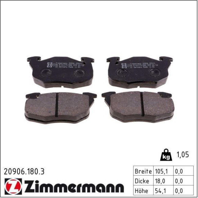 ZIMMERMANN Bremsbeläge 20906.180.3 ZIMMERMANN Bremsbeläge 20906.180.3