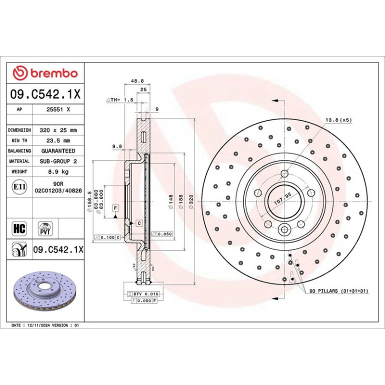 Bremsscheibe VA Xtra 09.C542.1X Bremsscheibe VA Xtra 09.C542.1X
