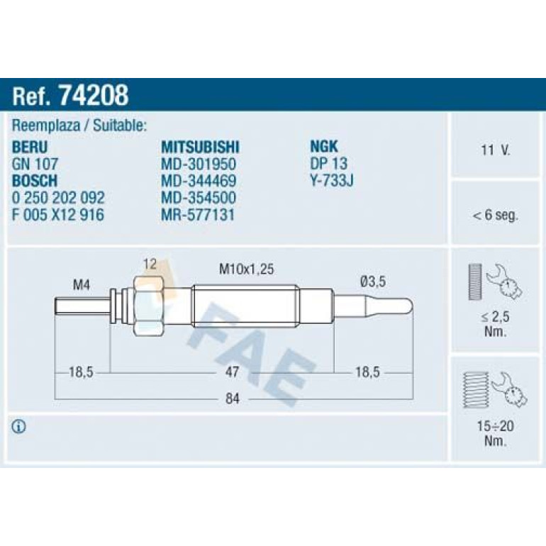 FAE Glühkerze 74208 FAE Glühkerze 74208