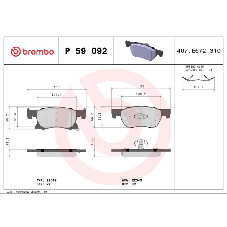 BREMBO Bremsklötze VA P 59 092