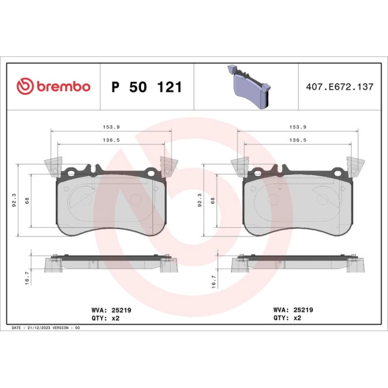 BREMBO Bremsklötze VA P 50 121 BREMBO Bremsklötze VA P 50 121