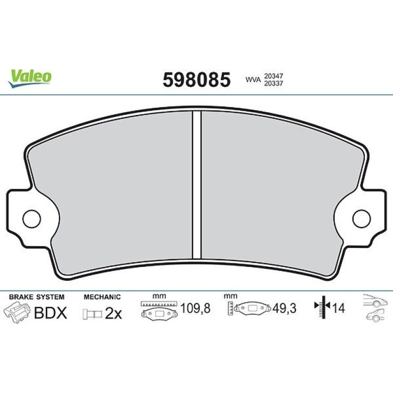 VALEO Bremsbeläge 598085 VALEO Bremsbeläge 598085
