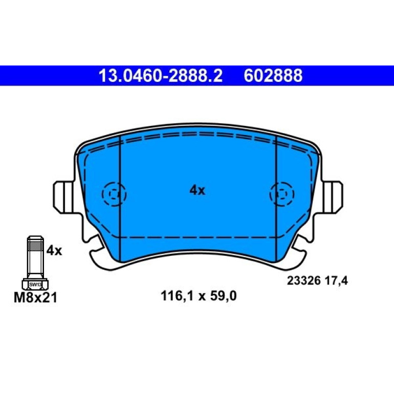 Bremsbelagsatz Audi T. A4/A6 03-11 13.0460-2888.2 Bremsbelagsatz Audi T. A4/A6 03-11 13.0460-2888.2