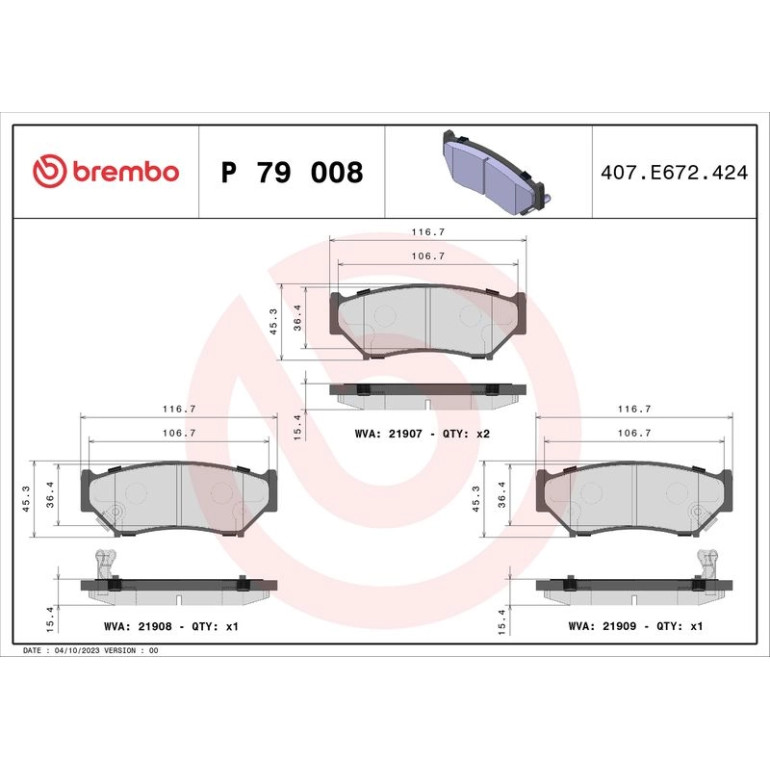 BREMBO Bremsklötze VA P 79 008