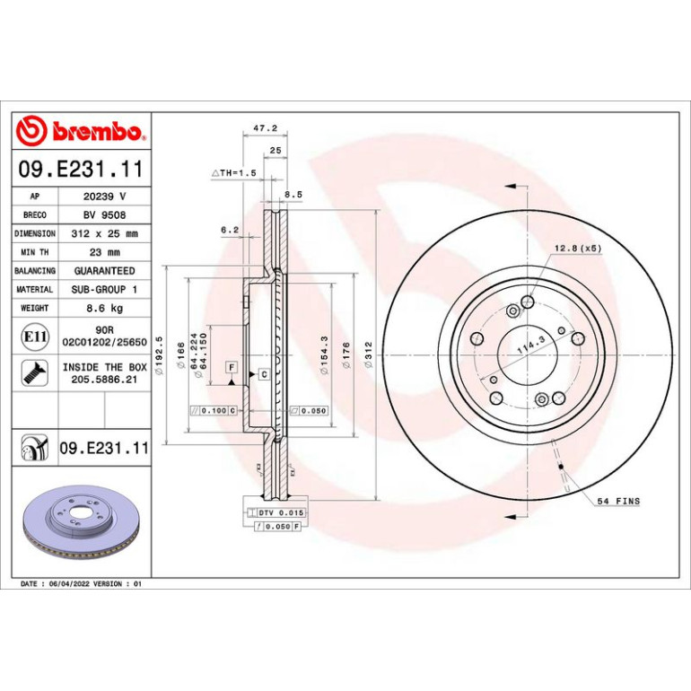 Bremsscheibe VA 09.E231.11 Bremsscheibe VA 09.E231.11