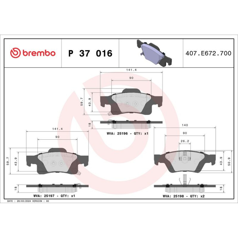 BREMBO Bremsklötze HA P 37 016 BREMBO Bremsklötze HA P 37 016