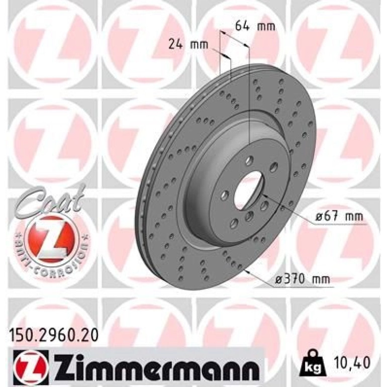 ZIMMERMANN Bremsscheibe 150.2960.20 ZIMMERMANN Bremsscheibe 150.2960.20