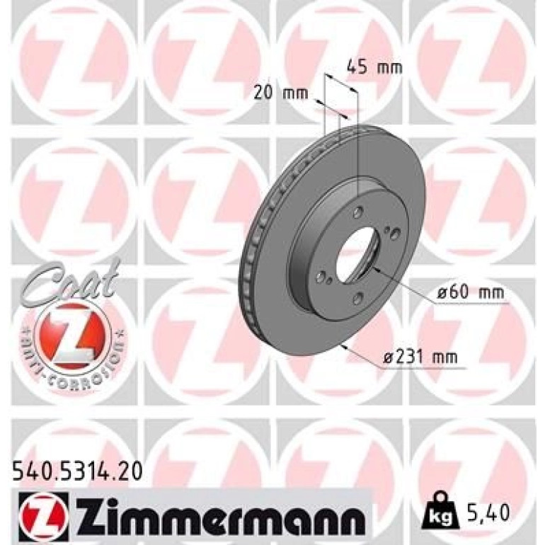 ZIMMERMANN Bremsscheibe 540.5314.20 ZIMMERMANN Bremsscheibe 540.5314.20