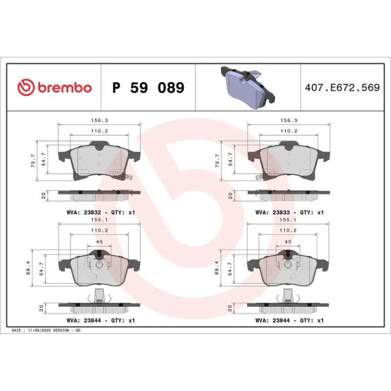 BREMBO Bremsklötze VA P 59 089