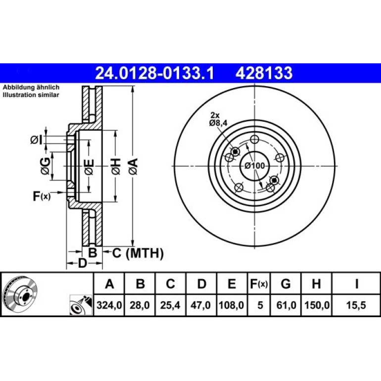 Bremsscheibe Renault P. Espace/Vel Satis 2.0-3.5 V6 02 24.0128-0133.1 Bremsscheibe Renault P. Espace/Vel Satis 2.0-3.5 V6 02 24.0128-0133.1